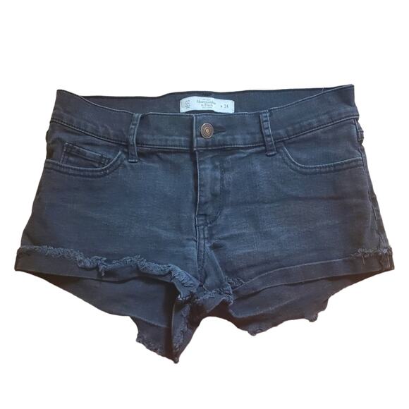 Abercrombie & Fitch Black Denim Cut Off Shorts Size W 24 / 00 Women's - Picture 1 of 6